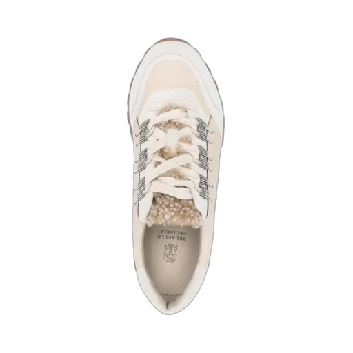 Shearling-Trim Low-Top Sneakers