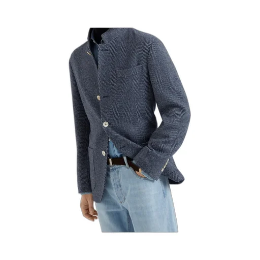 Water-Resistant Herringbone Button-Up Jacket