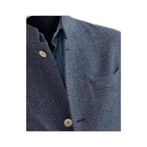 Water-Resistant Herringbone Button-Up Jacket