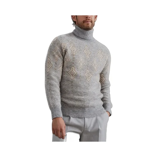 Geometric Jacquard Turtleneck Knit Jumper