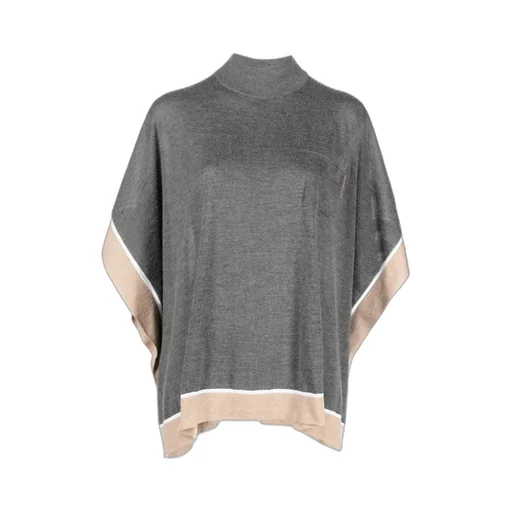 Turtleneck Knitted Cape Jacket