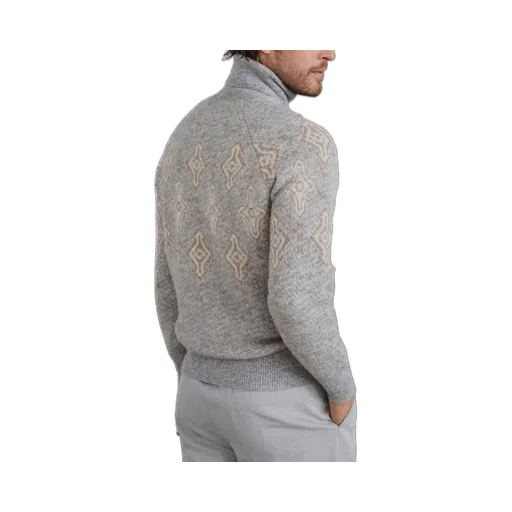 Geometric Jacquard Turtleneck Knit Jumper