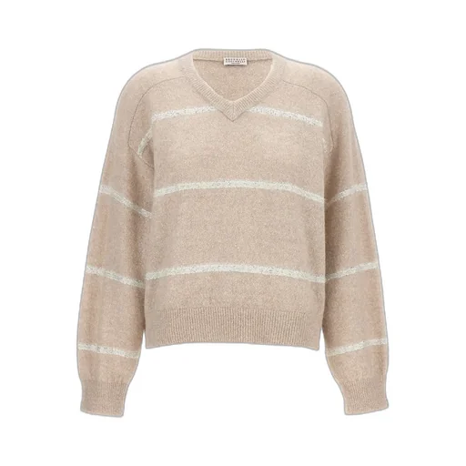 V-Neck Striped Knitted Jumper