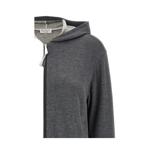 Monile-Detailed Zip-Up Hoodie