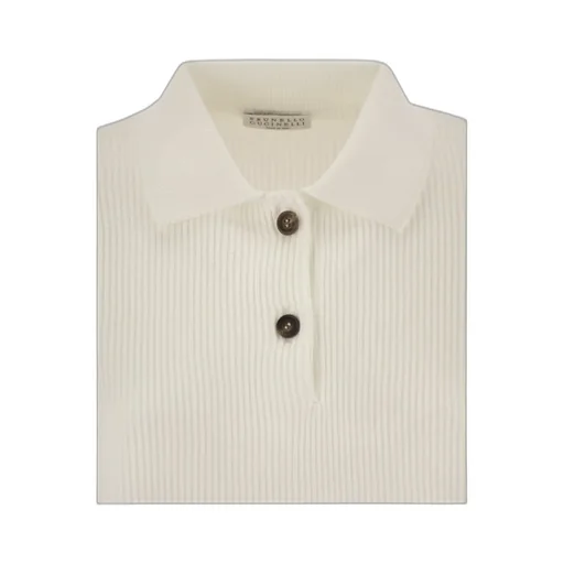 Long Sleeved Ribbed-Knit Polo Jumper