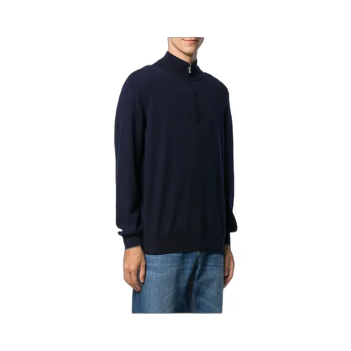 Funnel-Neck Knitted Polo Shirt