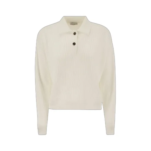 Long Sleeved Ribbed-Knit Polo Jumper