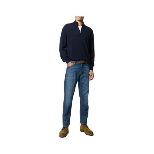 Funnel-Neck Knitted Polo Shirt