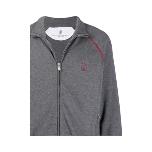 Contrast Piping Zip-Up Sweatshirt