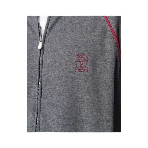 Contrast Piping Zip-Up Sweatshirt