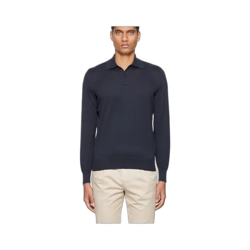 Long-Sleeved Knitted Polo Shirt