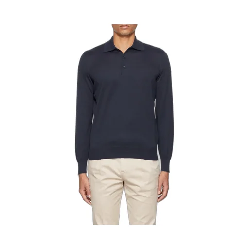 Long-Sleeved Knitted Polo Shirt