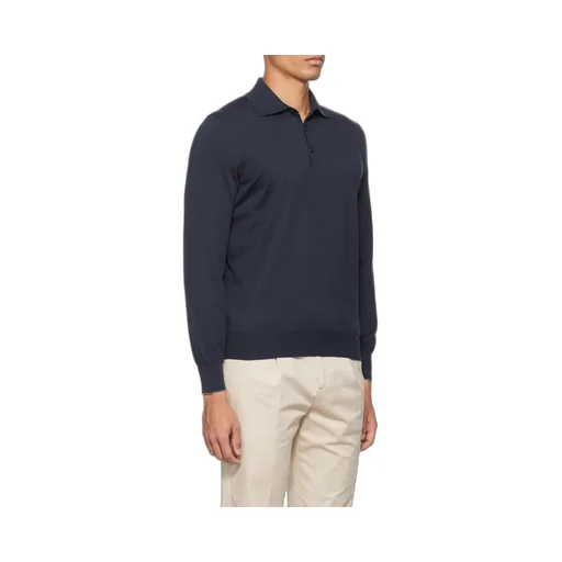 Long-Sleeved Knitted Polo Shirt
