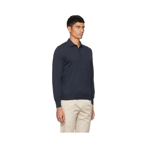 Long-Sleeved Knitted Polo Shirt