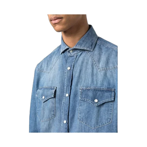 Button-Up Straight Hem Denim Shirt