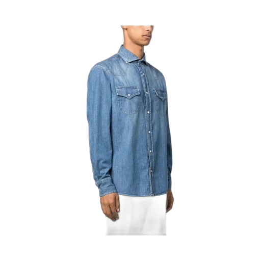 Button-Up Straight Hem Denim Shirt