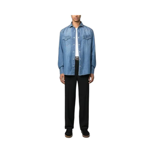 Button-Up Straight Hem Denim Shirt