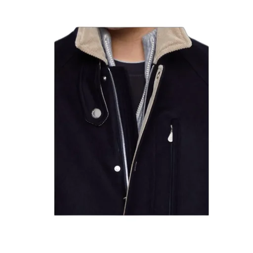 Corduroy-Collar Press-Stud Shirt Jacket