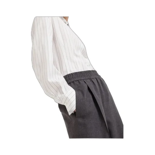 High-Waist Elastic-Waist Wide-Leg Trousers