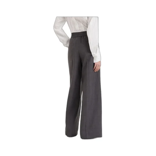 High-Waist Elastic-Waist Wide-Leg Trousers