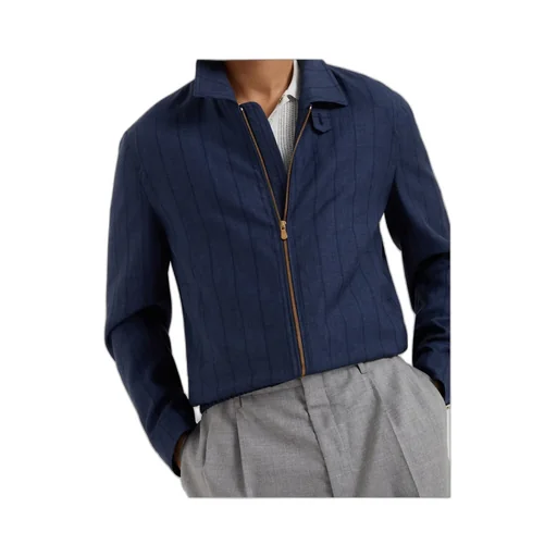 Stripe-Detailed Zip-Up Jacket