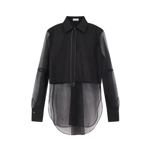Panelled Long-Sleeved Poplin Shirt