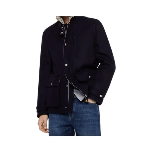 Corduroy-Collar Press-Stud Shirt Jacket