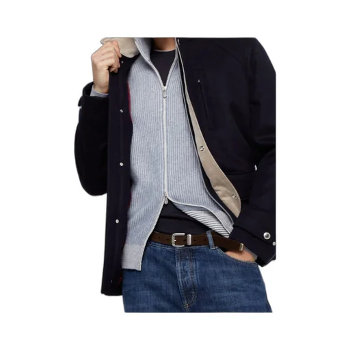 Corduroy-Collar Press-Stud Shirt Jacket