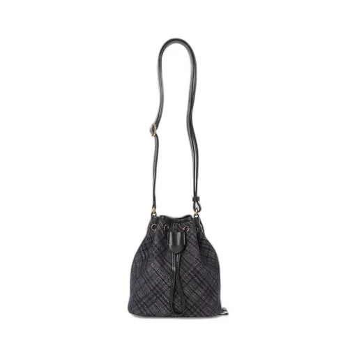 Drawstring Denim Bucket Bag