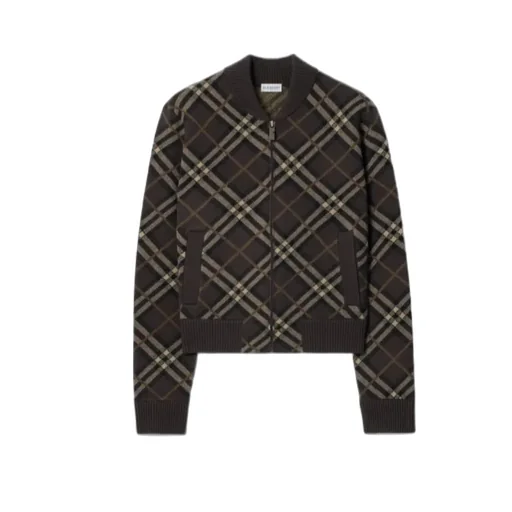 Checked Zip-Up Bomber Jacket