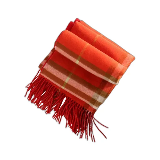 Checked Fringed Scarf