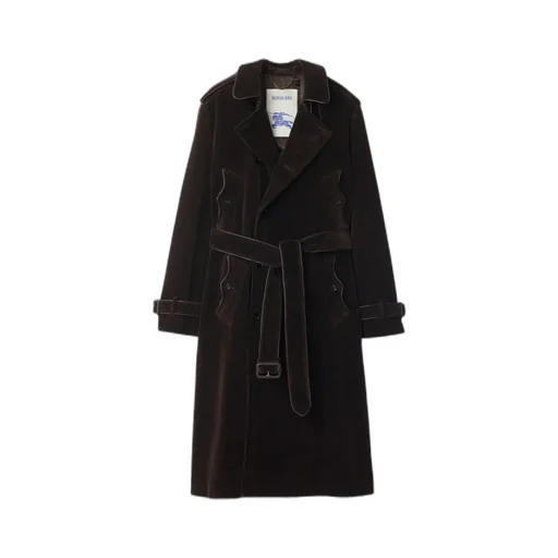 Belted Waist Corduroy Trench Coat