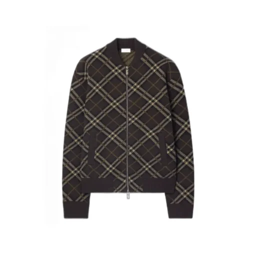 Checked Zip-Up Bomber Jacket