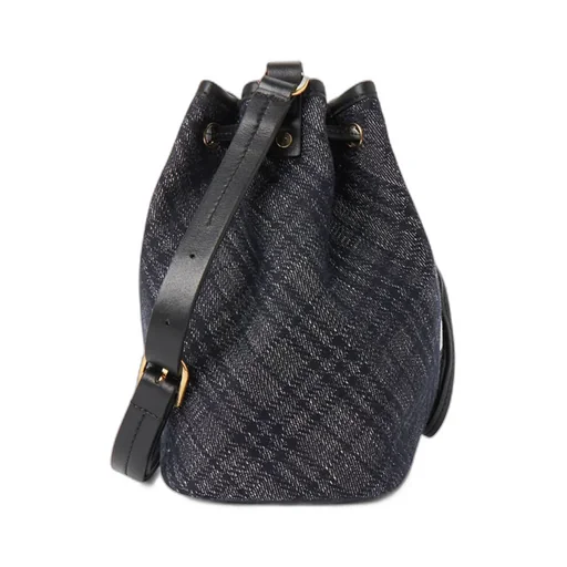 Drawstring Denim Bucket Bag