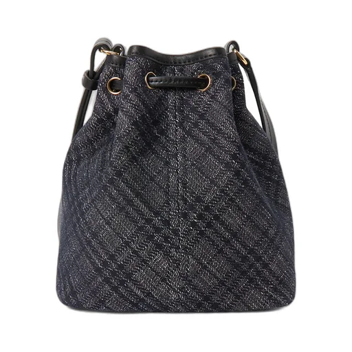 Drawstring Denim Bucket Bag