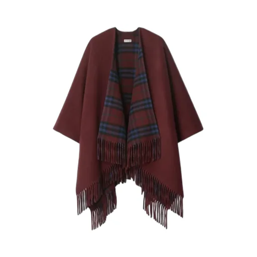 Reversible Check Fringed Cape