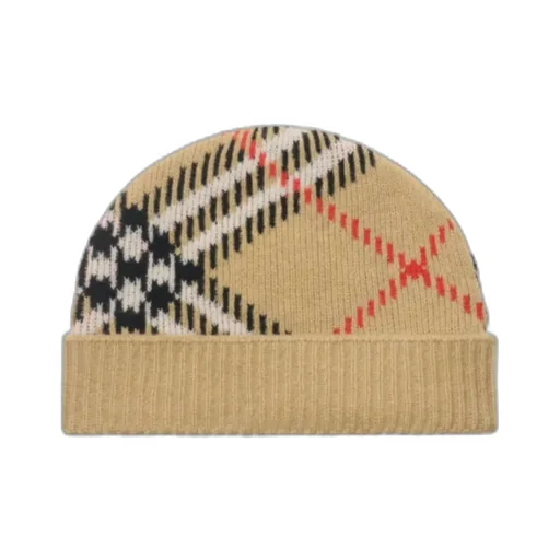 Checked Ribbed-Knit Beanie