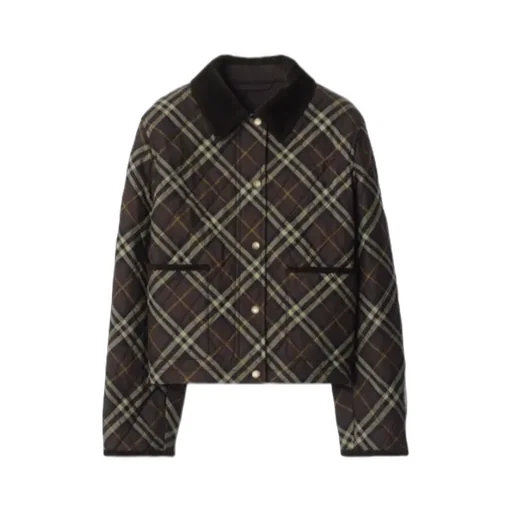Long Sleeved Checked Quilted Jacket