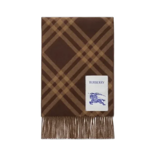 Logo Patch Checked Fringed Scarf