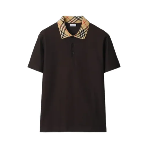 Check Collar Short Sleeved Polo Shirt