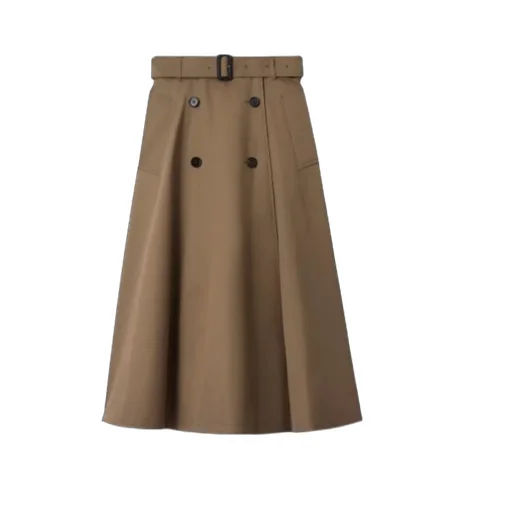 Gabardine Trench Midi Skirt