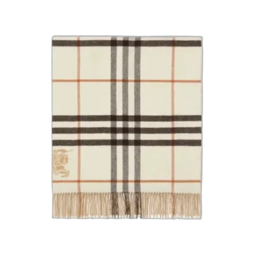 Wide Reversible Checked Fringed Scarf