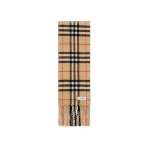 Narrow Check Fringed Scarf