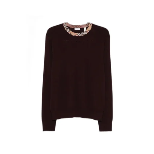 Check-Neck Knitted Jumper