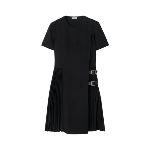 Buckle Detailed Pleated Kilt Dress