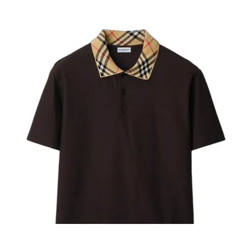Check Collar Short Sleeved Polo Shirt