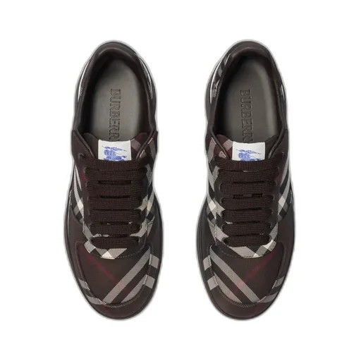Check-Pattern Lace-Up Sneakers