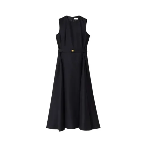 Belted Checked Sleeveless Dress
