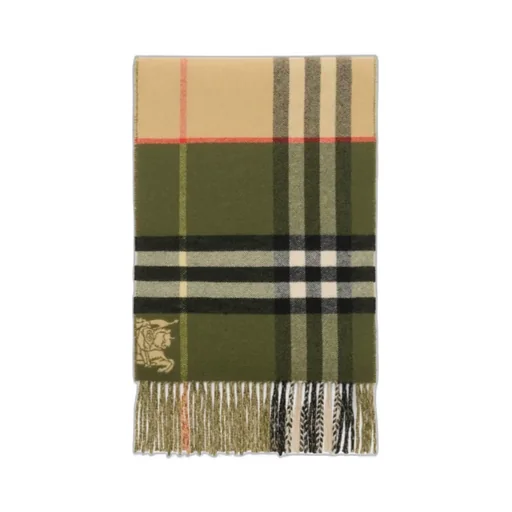 Contrast Check Fringed-Edge Scarf