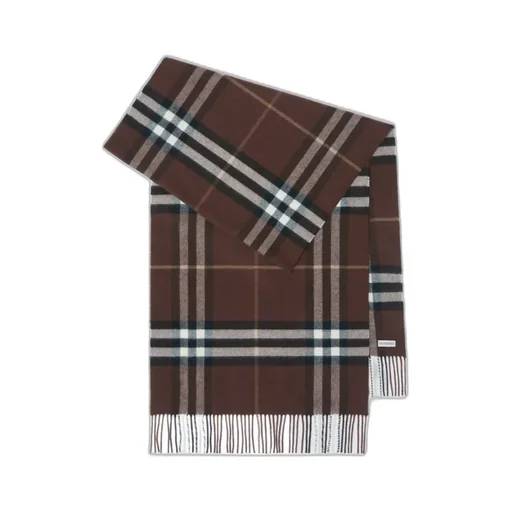 Checked-Pattern Fringed-Hem Scarf